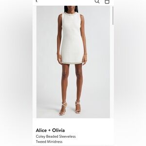 Alice + Olivia Coley Beaded Sleveless Tweed Minidress